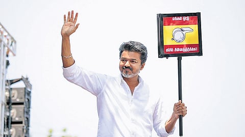 TVK president Vijay during an election rally.