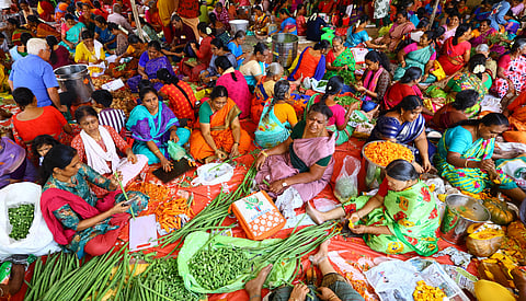 As the celestial wedding of Lord Sundareswarar and Goddess Meenakshi is to be conducted at Meenakshi Amman Temple as a part of the Chithirai Festival on Tuesday (April 28 ) morning, Massive food is being prepared for the wedding feast at the Sethupathi Higher Secondary School at Madurai on Monday./express photo/