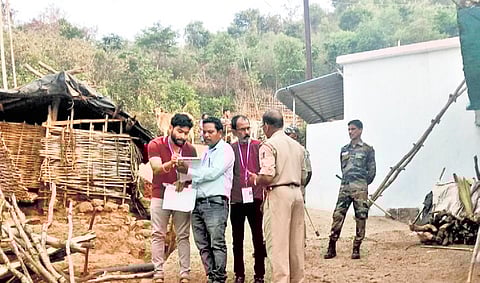 Census work being carried out in presence of police at Upper Sembi village in Kotia