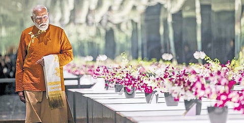 Prime Minister Narendra Modi during a visit to Orchidarium, in Gangtok, Sikkim