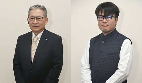 DNP Senior Managing Director Osamu Nakamura and JICA representative 
Issei Matsuno.