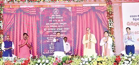 CM Mohan Charan Majhi, dy CM KV Singh Deo and other guests at the event 