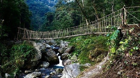 Ru-Soam bridges crafted by the Lepcha community from locally available materials such as bamboo, cane, and wood.