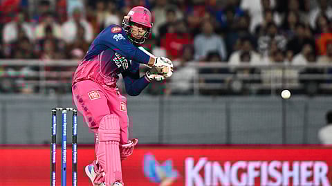 Rajasthan Royals' Vaibhav Sooryavanshi plays a shot during the IPL 2026 match against Punjab Kings at Maharaja Yadavindra Singh International Cricket Stadium, in New Chandigarh, Mullanpur, on Tuesday.