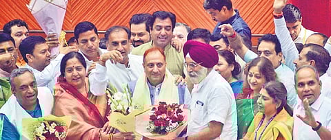 Newly elected mayor Pravesh Wahi after his victory on Wednesday