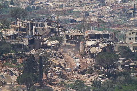 U.N. peacekeepers operate in southern Lebanon, as seen from northern Israel, Wednesday, April 29, 2026. 