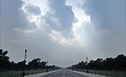 The afternoon sky over Delhi overcast with dark clouds on Thursday;