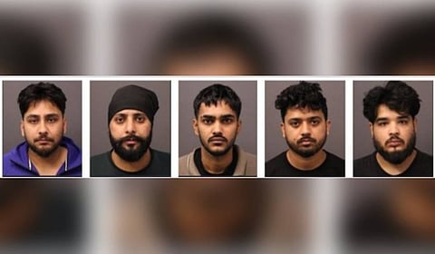 Five Indian-origin men from Punjab have been charged in connection with the theft of a trailer carrying cannabis worth over $2 million.