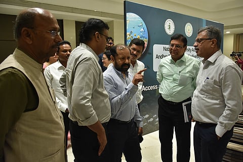 National Biodiversity Authority chairperson Virendra Tiwari, AP State Biodiversity Board chairman N Vijay Kumar, AP Pollution Control Board chairman P Krishnaiah, Principal Secretary to government EFS&T department Kantilal Dande and others during the workshop.