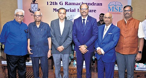 Swaminathan J (fourth from left) with other dignitaries at the event 