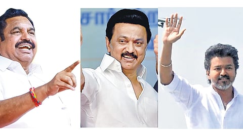 CM M.K. Stalin, Vijay and EPS met cadres, urged vigilance on counting day and not to be swayed by exit polls predicting DMK alliance win.