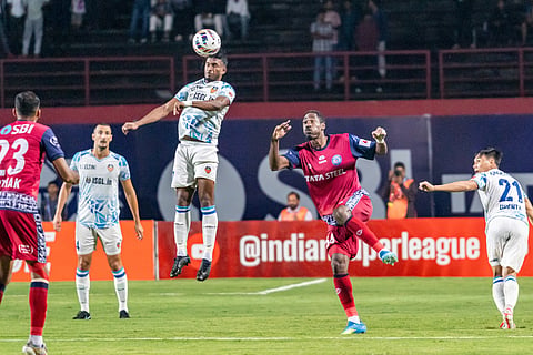 Action during the match between Jamshedpur FC and FC Goa