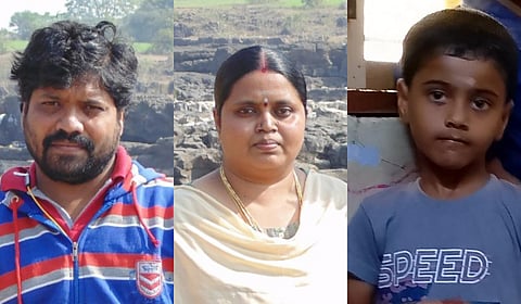 From left to right: Kamaraj, his wife Karkuzhali and their younger son Tamilventhan.