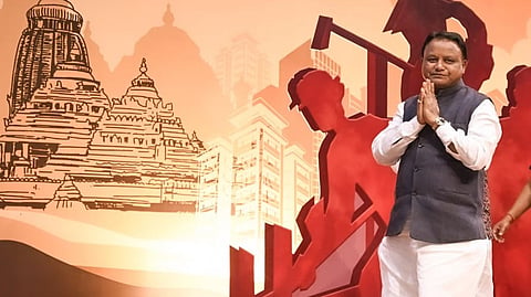 Chief Minister Mohan Charan Majhi at the International Labour Day function at OUAT in Bhubaneswar