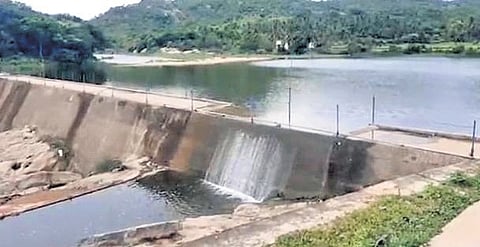 A chekdam built in Nayanur under the water harvesting programme.