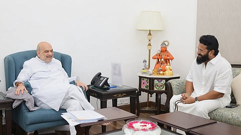 Union Home Minister Amit Shah in conversation with actor Rishab Shetty.