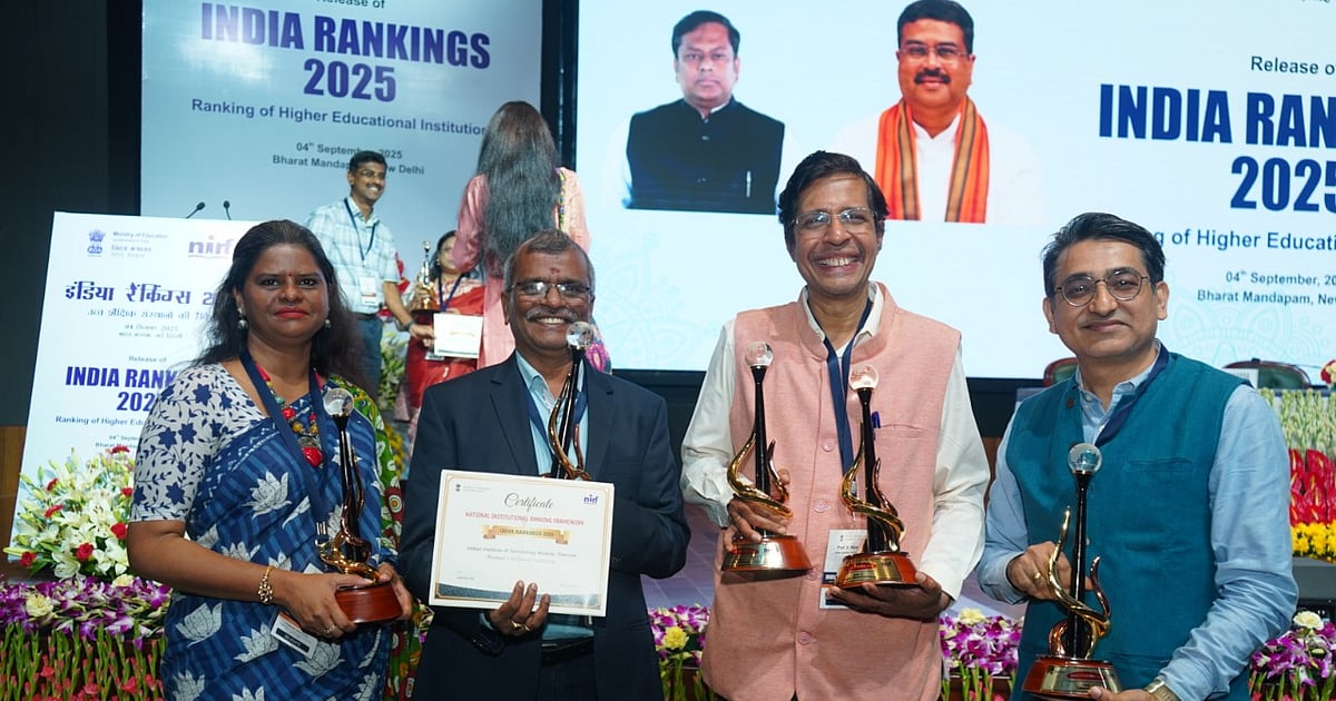 IIT Madras bags top spot for seventh successive year in NIRF rankings of higher educational institutions IIT Madras bags top spot for seventh successive year in NIRF rankings of higher educational institutions